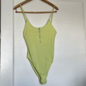 Topshop lime green bodysuit size 6